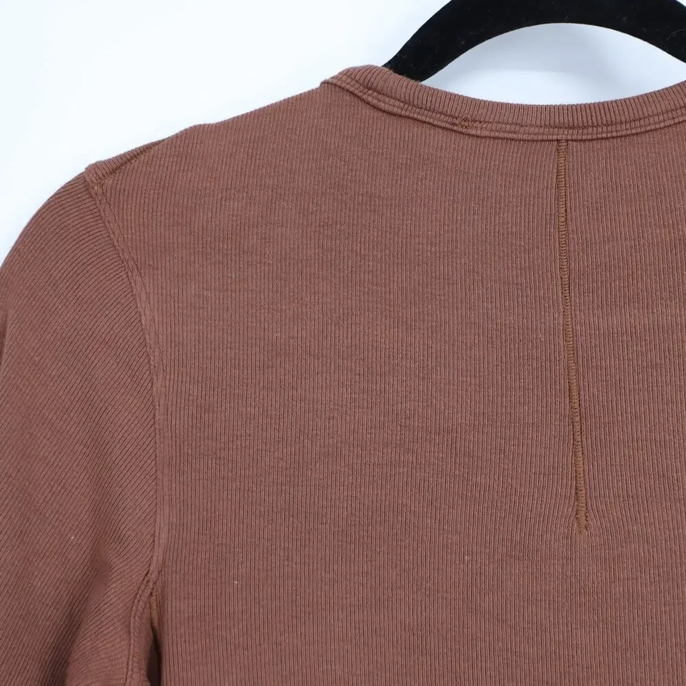 LULULEMON Long Sleeve Hold Tight Shirt Roasted Brown Ribbed Knit Top Women's 8